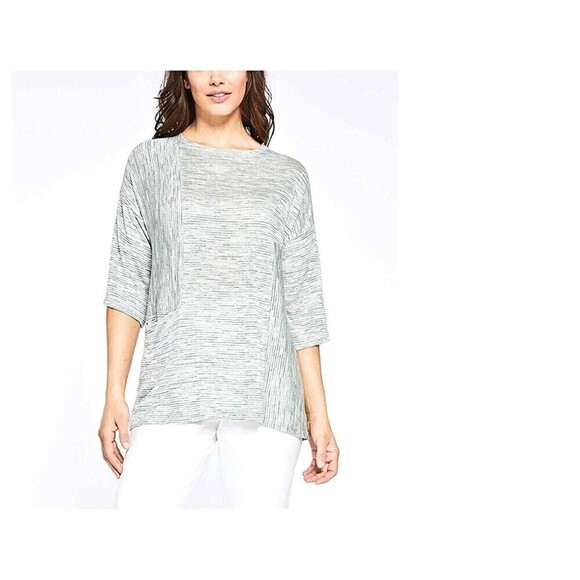 Sympli Easy As Pie Top Striped Grey Lagenlook Size 6 - Picture 1 of 6